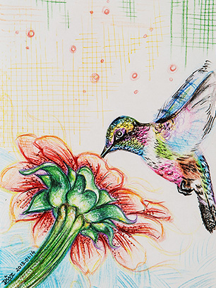 Art-of-Divya-Suvarna_Ink-Paint_Traditional_Art_Humming-Bird_featured
