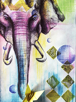 Art-of-Divya-Suvarna_Ink-Paint_Traditional_Art_Elephant_Pride_featured