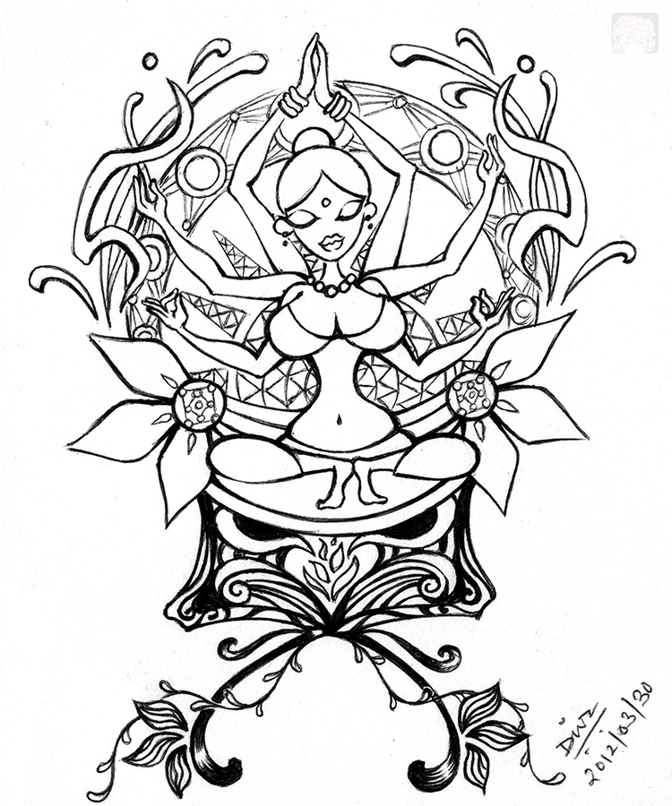 Art-of-Divya-Suvarna_Ink-paint_20120330 Goddess Sketch