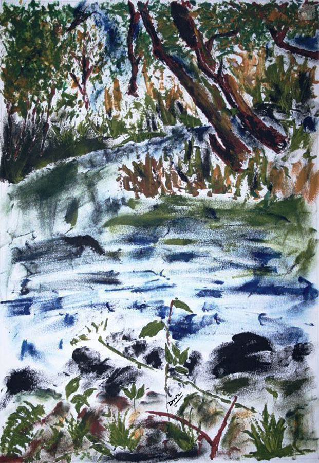 Art-of-Divya-Suvarna_Ink-paint_Swamp Woods - Forest Painting